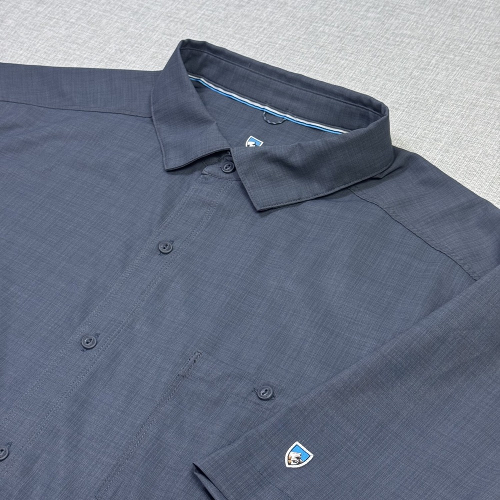 Kuhl Persuadr Lightweight UPF 50+ Button-Up Shirt Mens XL Blue Short Sleeve